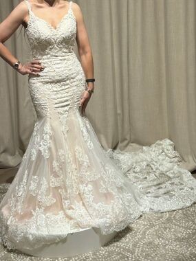 Lace Mermaid Wedding Gown in Ivory/Nude